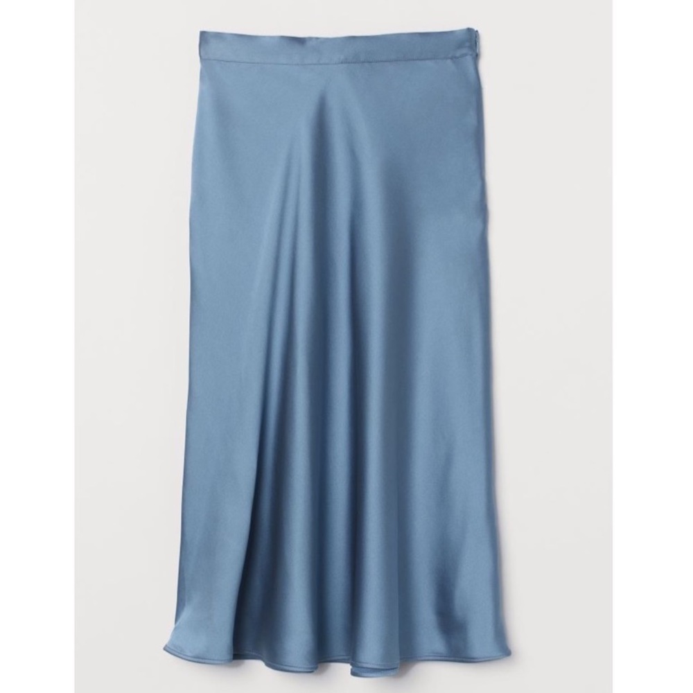 H&M calf-length satin skirt, 8, cornflower blue